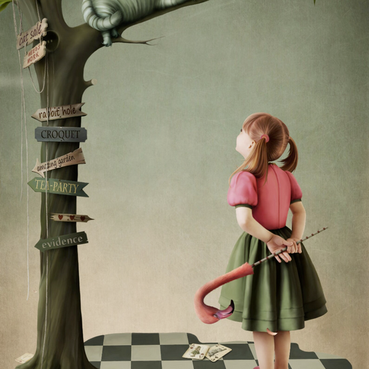 Alice and the Cat - A1 size large Decoupage Paper