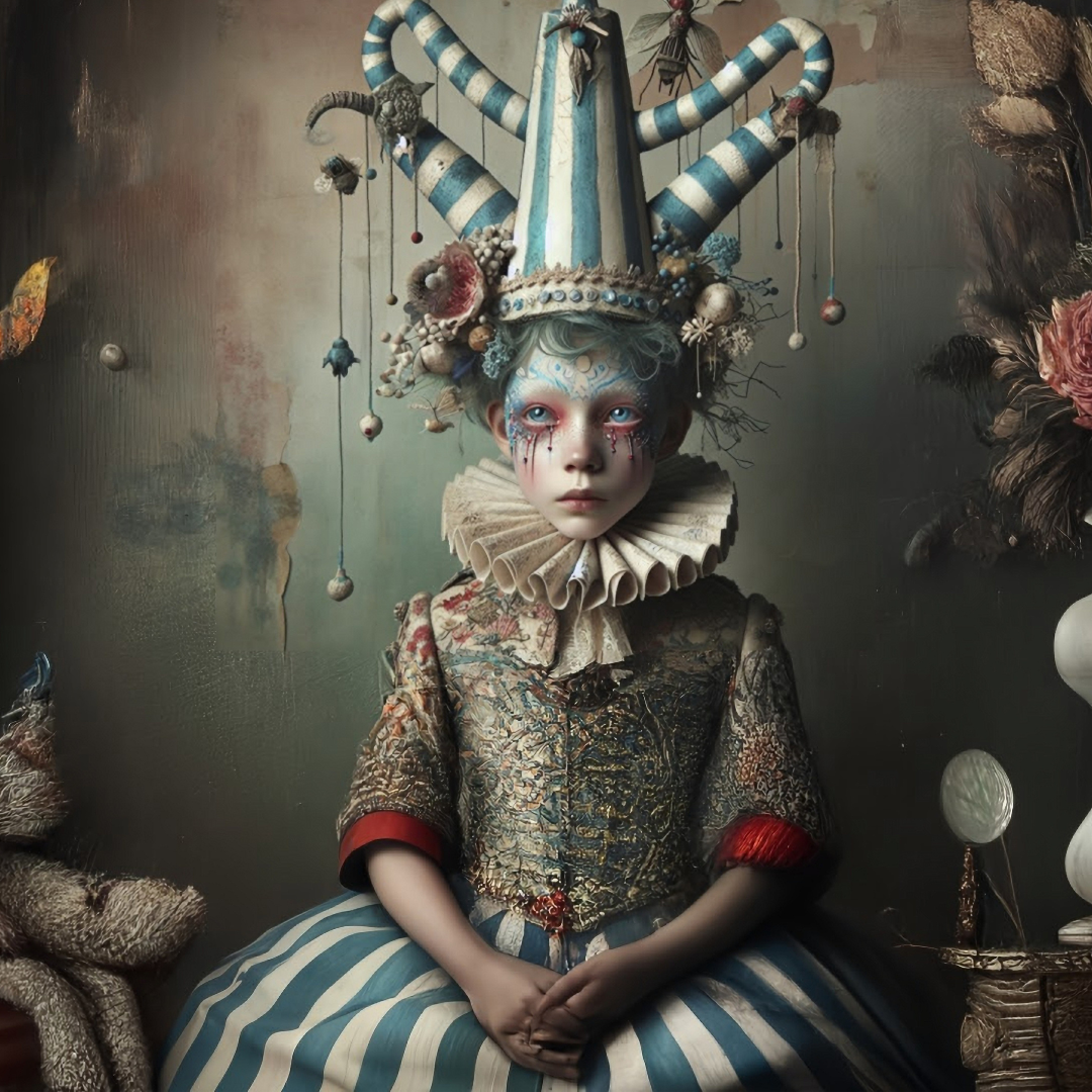 Stripes and Girl - A1 size large Decoupage Paper