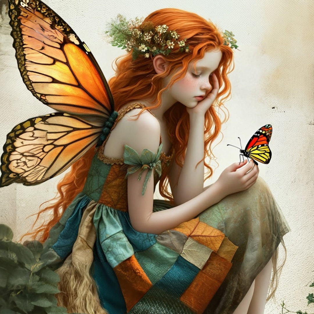 Girl with Butterfly - A1 size large Decoupage Paper