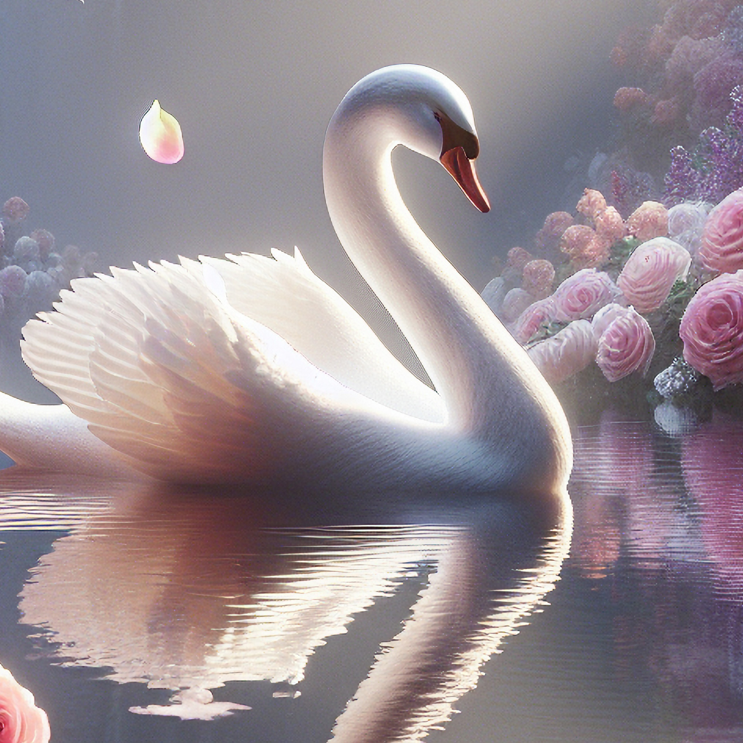 Mauve Swan - A1 size large scale decoupage paper