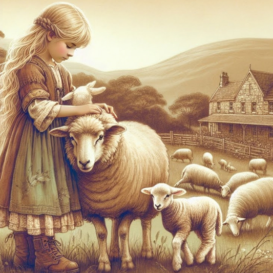 A girl and her Flock - A1 size large Decoupage Paper